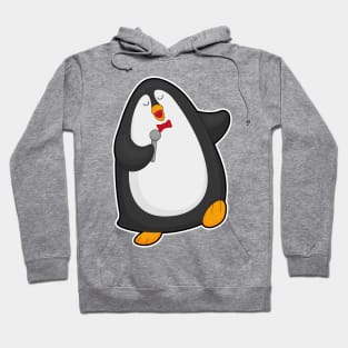 Penguin at Singing with Microphone & Tie Hoodie